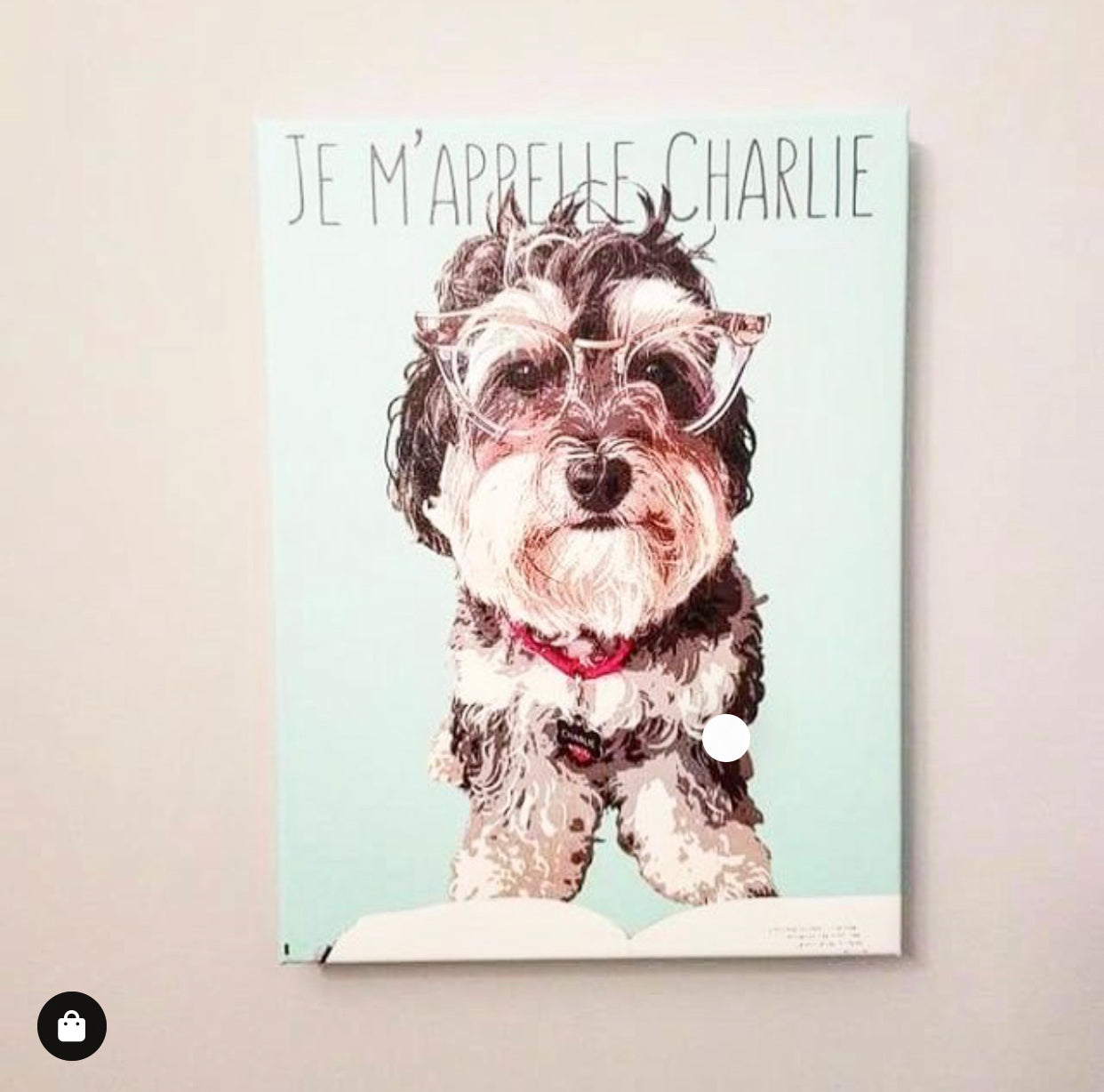 Pop art of adorable small dog on canvas